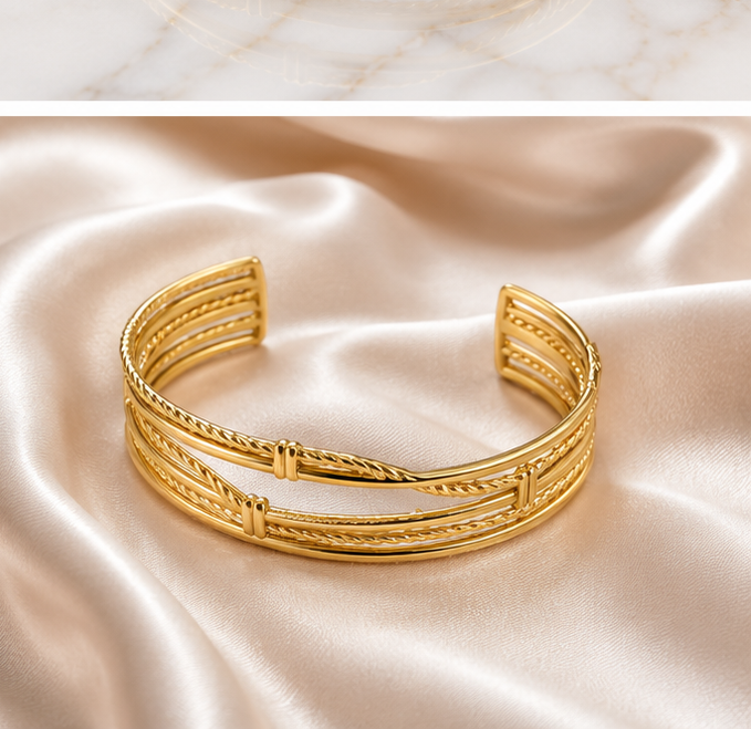 18K Gold Plated Split Bangle image 3