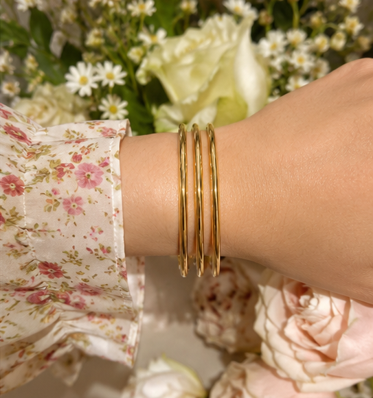 18K Gold Plated Classic Trio Bangle Set image 1
