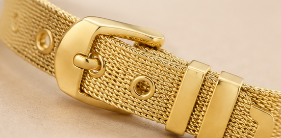 18K Gold Plated Mesh Belt Bangle image 2