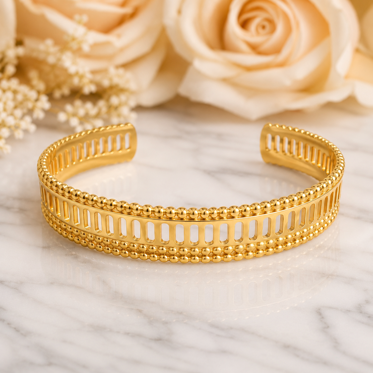 18K Gold Plated Open Cuff Bangle image 2