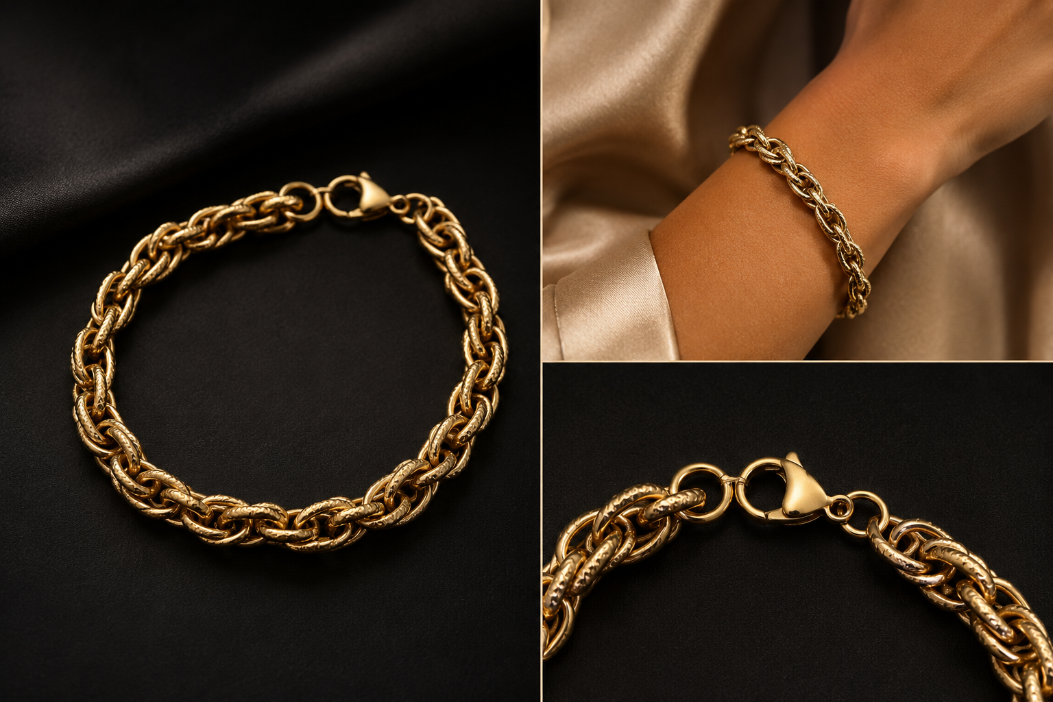 18K Gold Plated Figaro Chain Bracelet image 3