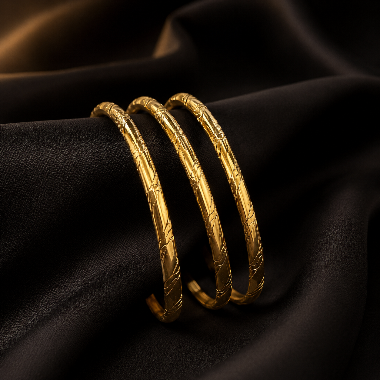 18K Gold Plated Textured Stacking Set image 0