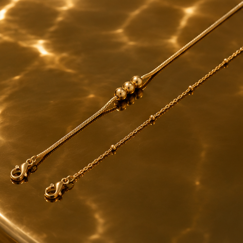 18K Gold Plated Beaded Bracelet Set image 2