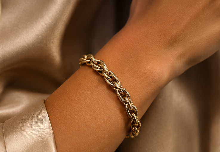 18K Gold Plated Figaro Chain Bracelet image 1