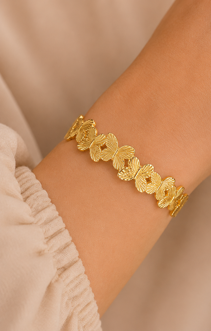 18K Gold Plated Butterfly Bangle image 0