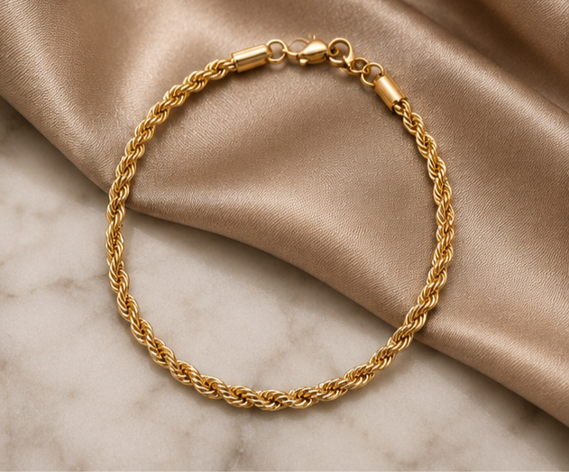 18K Gold Plated Rope Bracelet image 0
