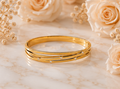 18K Gold Plated Crystal Multi-Band Bangle image 0