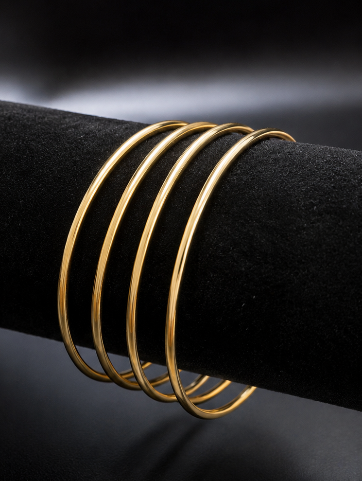 Set of 4 18K Gold Plated Classic Bangle Set image 1