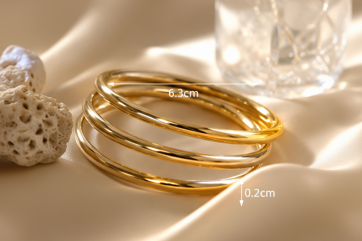 Bangle set with 6.3cm width and 0.2cm depth