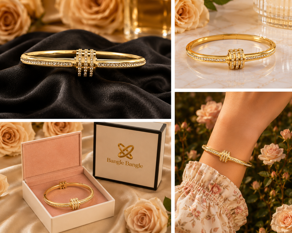 18K Gold Plated Crystal Luxe Bangle image 2