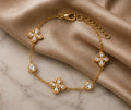 18K Gold Plated Crystal Clover Bracelet image 0