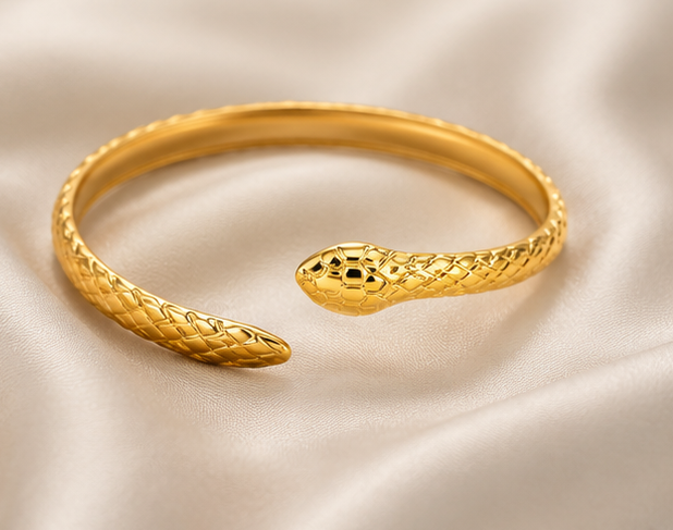 18K Gold Plated Serpent Bangle image 3