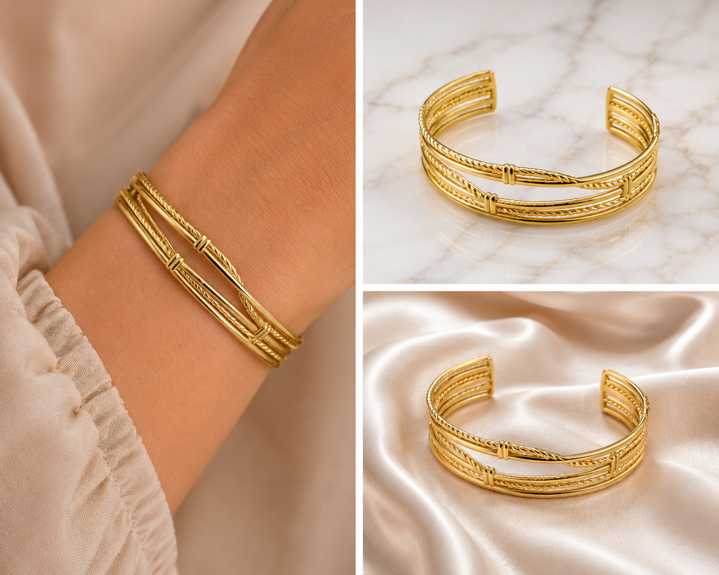 18K Gold Plated Split Bangle image 1
