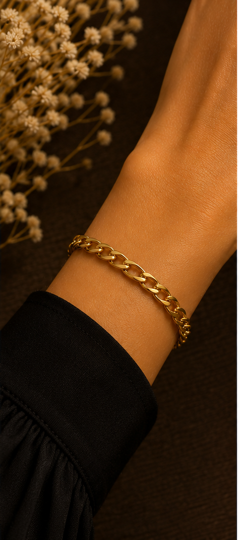18K Gold Plated Figaro Chain Bracelet image 1