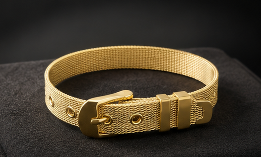 18K Gold Plated Mesh Belt Bangle image 1