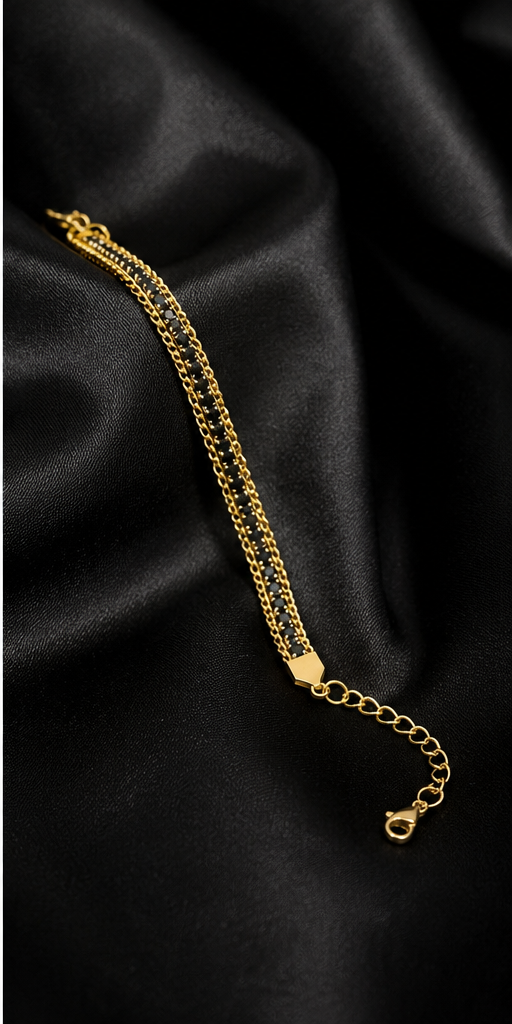 18K Gold Plated Black Chain Bracelet image 0