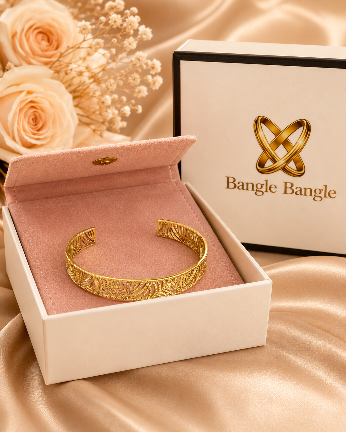 18K Gold Plated Botanical Bangle image 2