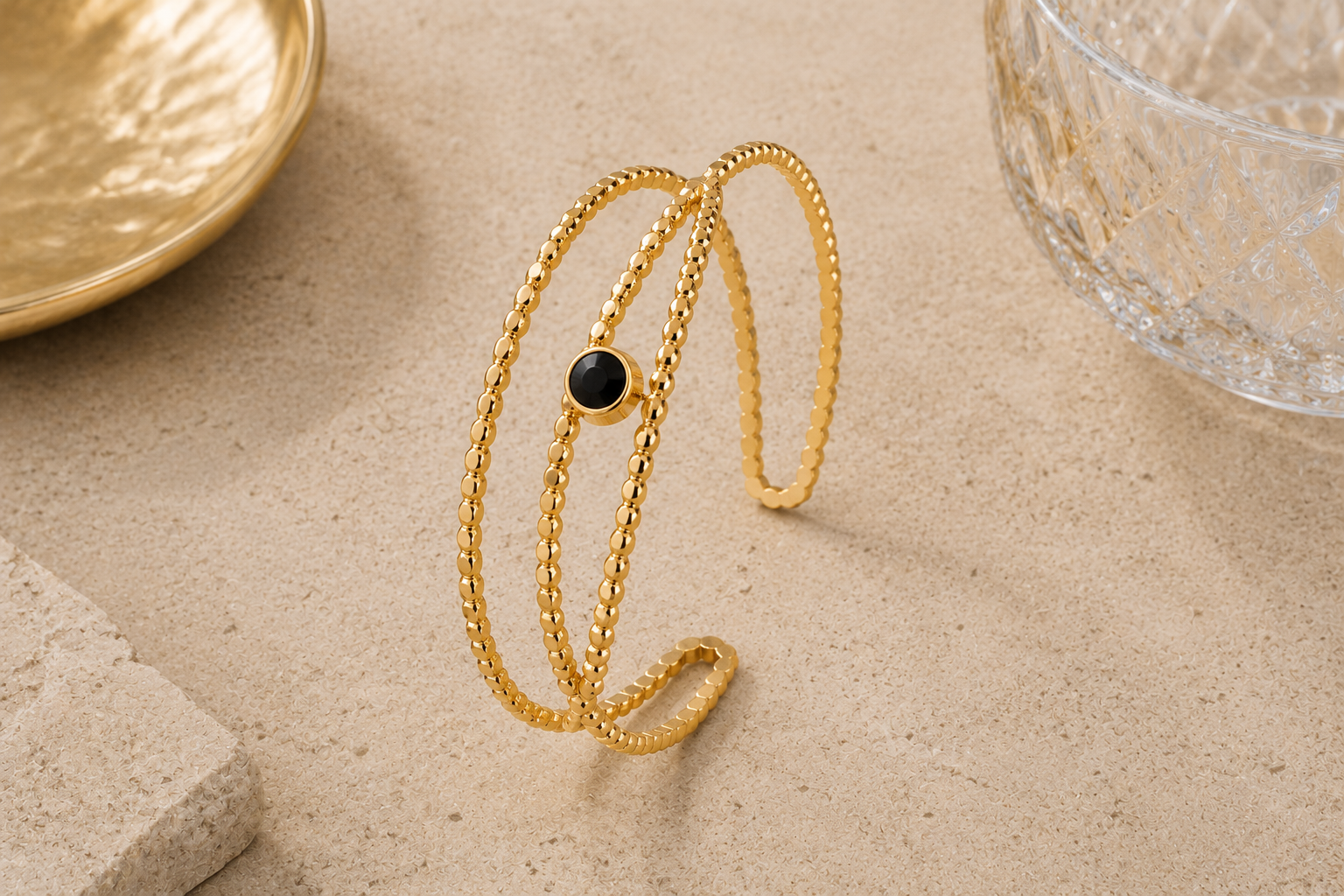 18K Gold Plated Noir Split Bangle image 0