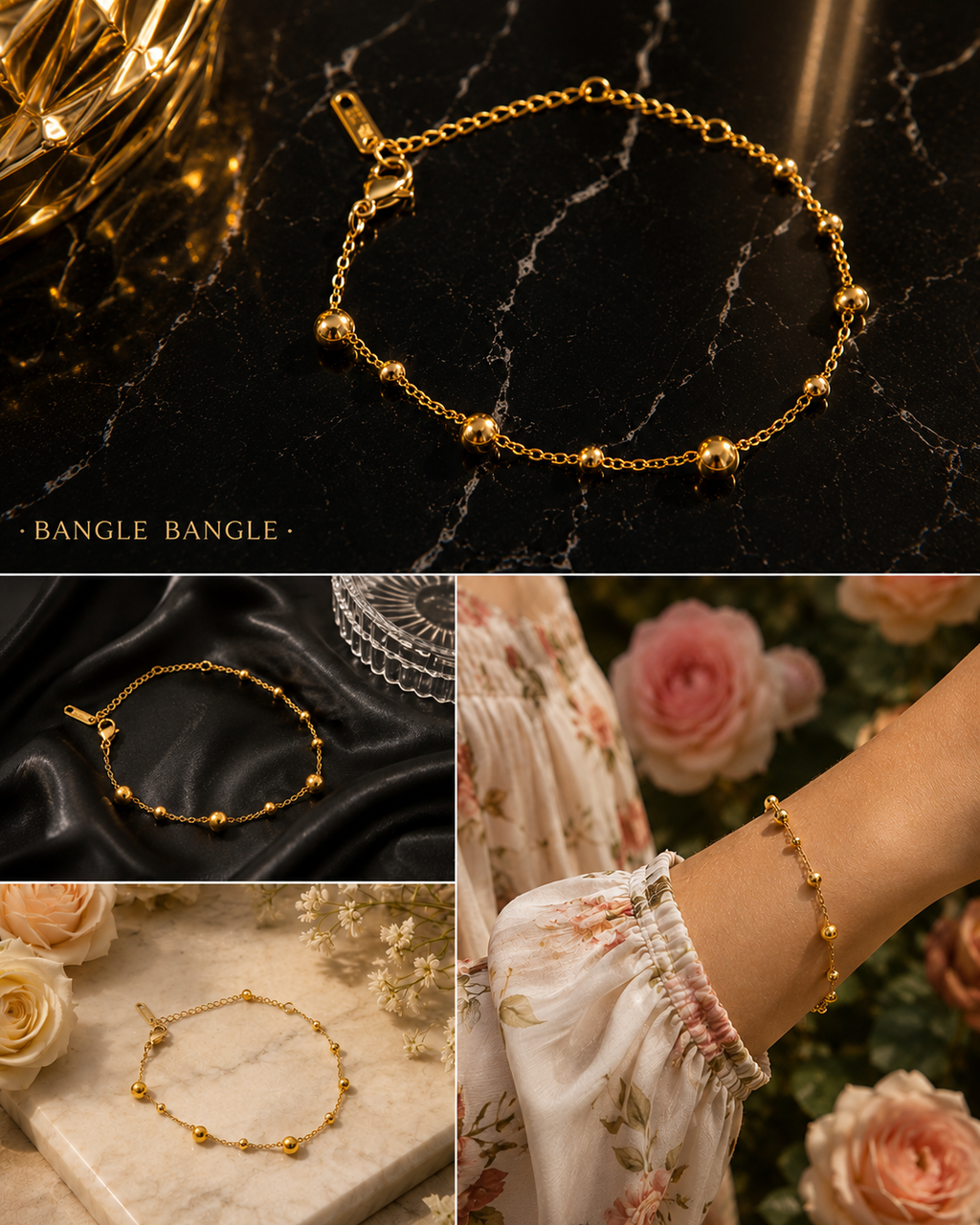 18K Gold Plated Polished Spheres Bracelet image 0