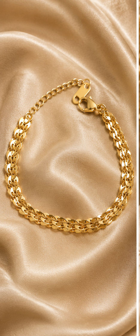 18K Gold Plated Twist Chain Bracelet image 2
