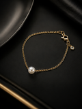 18K Gold Plated Pearl Solitaire Bracelet image 0