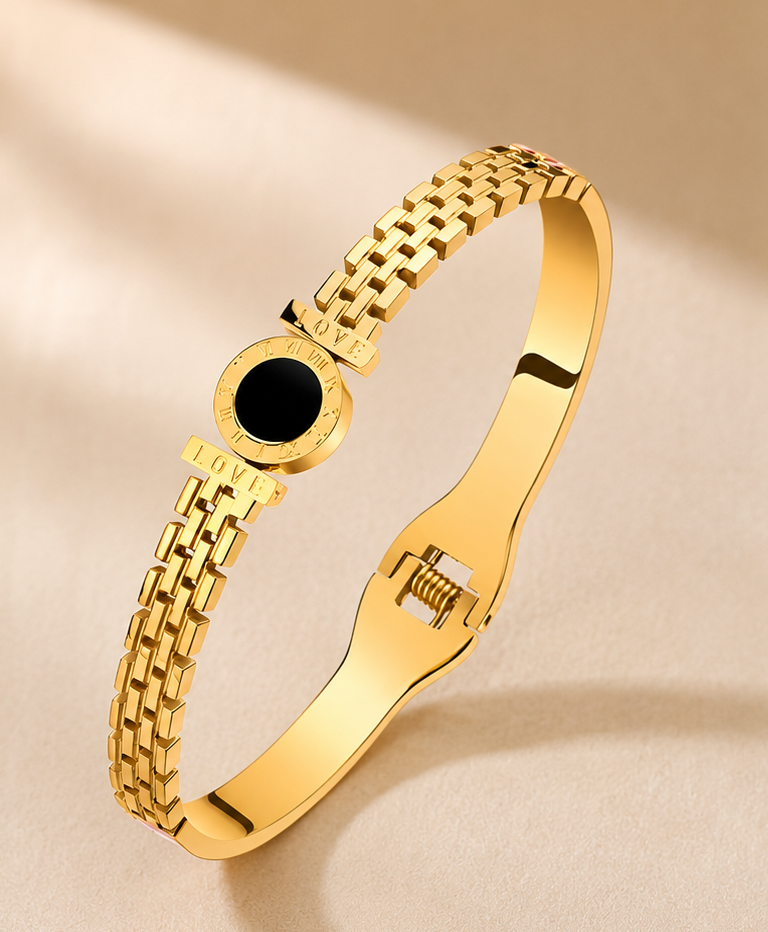 18K Gold Plated Noir Circle Bangle image 3