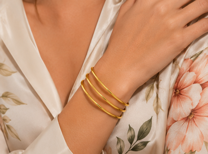 18K Gold Plated Classic Bangle Set image 0
