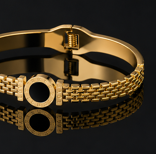 18K Gold Plated Noir Circle Bangle image 1