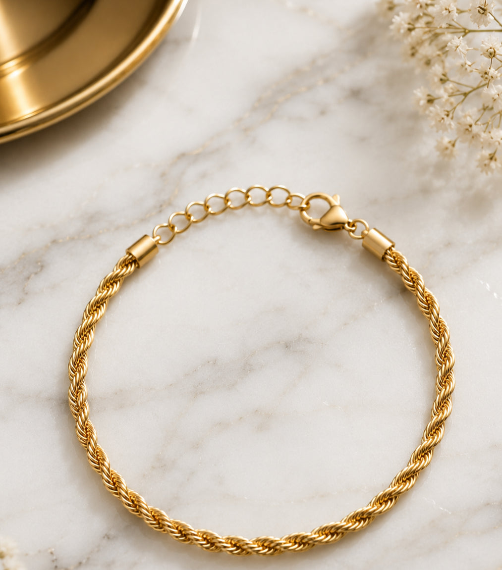 18K Gold Plated Rope Chain Bracelet image 0