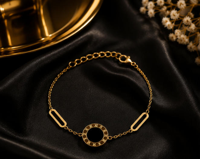 18K Gold Plated Roman Numeral Bracelet image 3