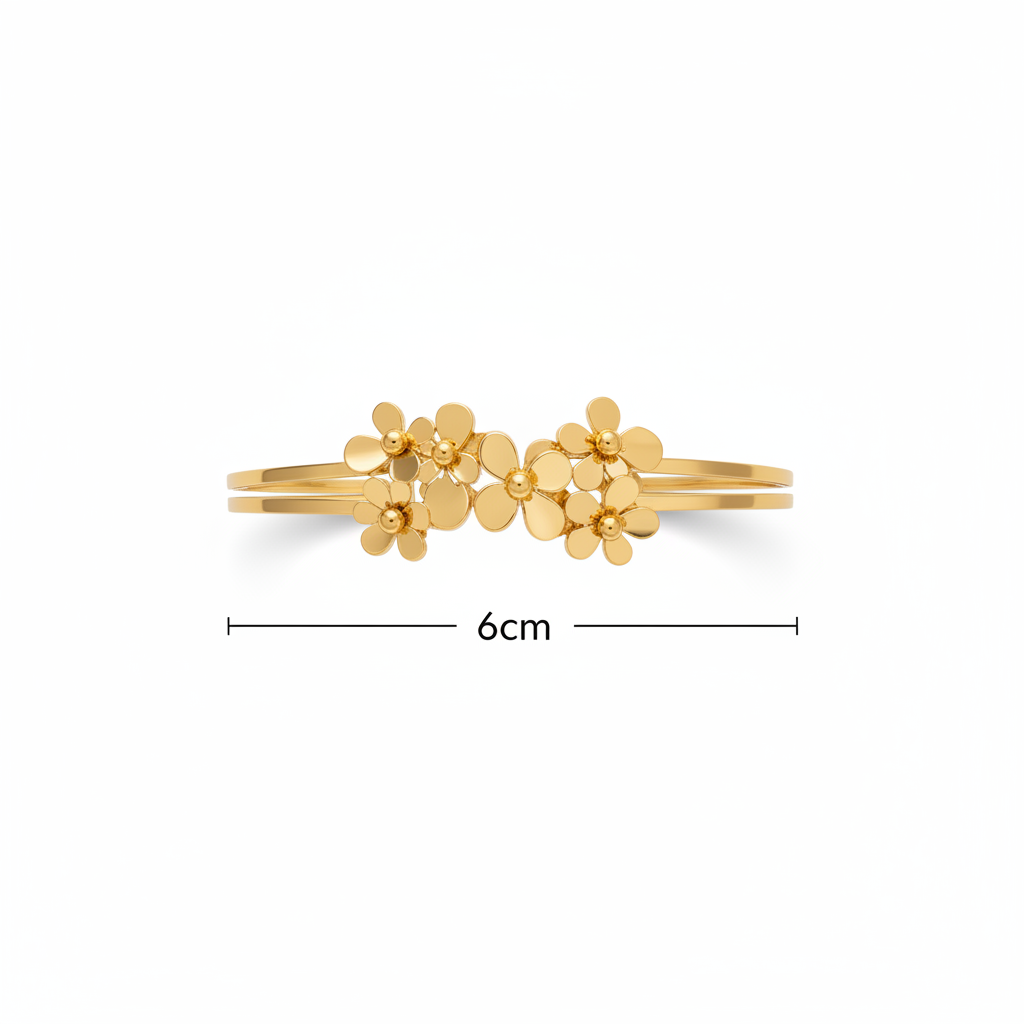 Floral Bangle with 6cm sizing arrows