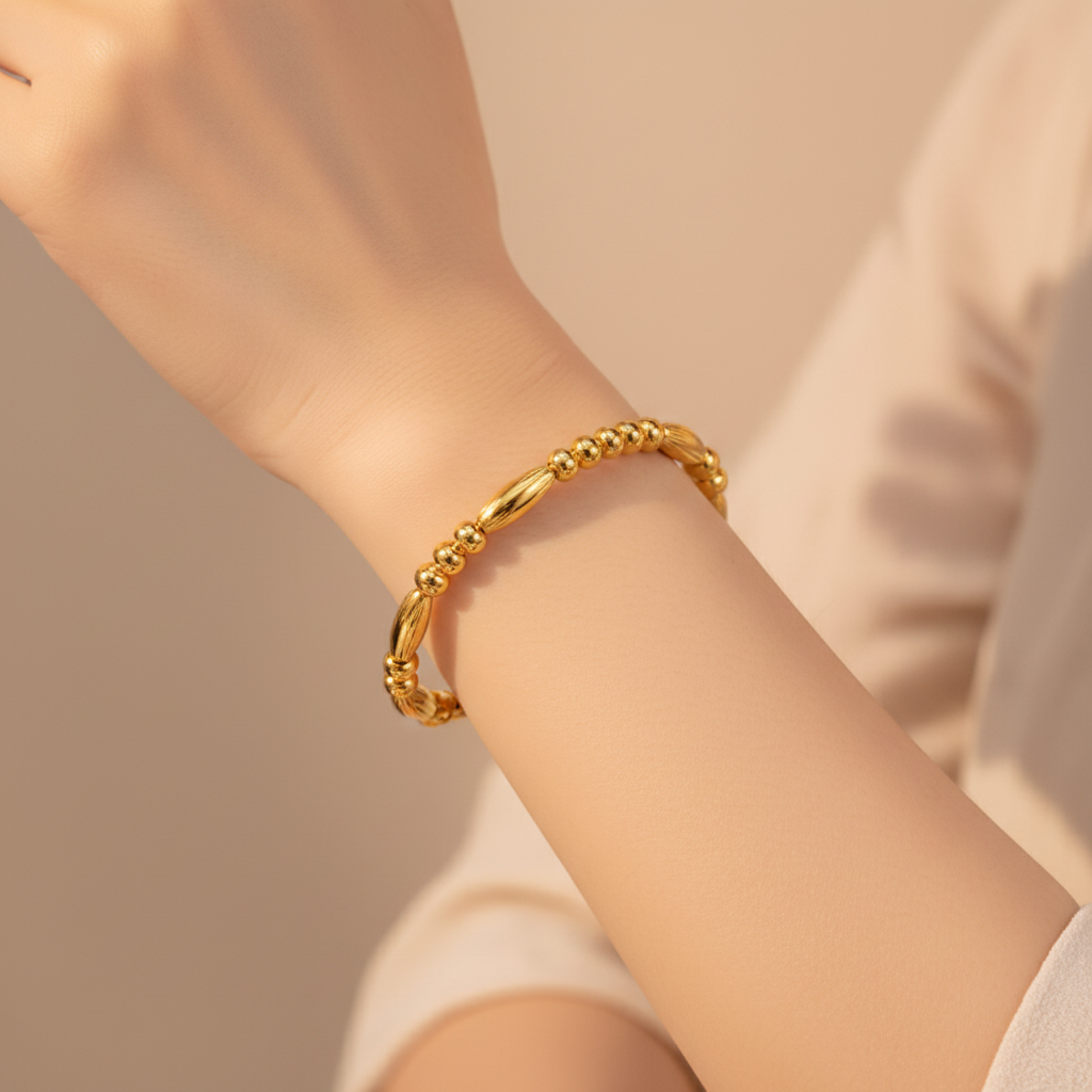 Gold Open Cuff Bangle lifestyle shot